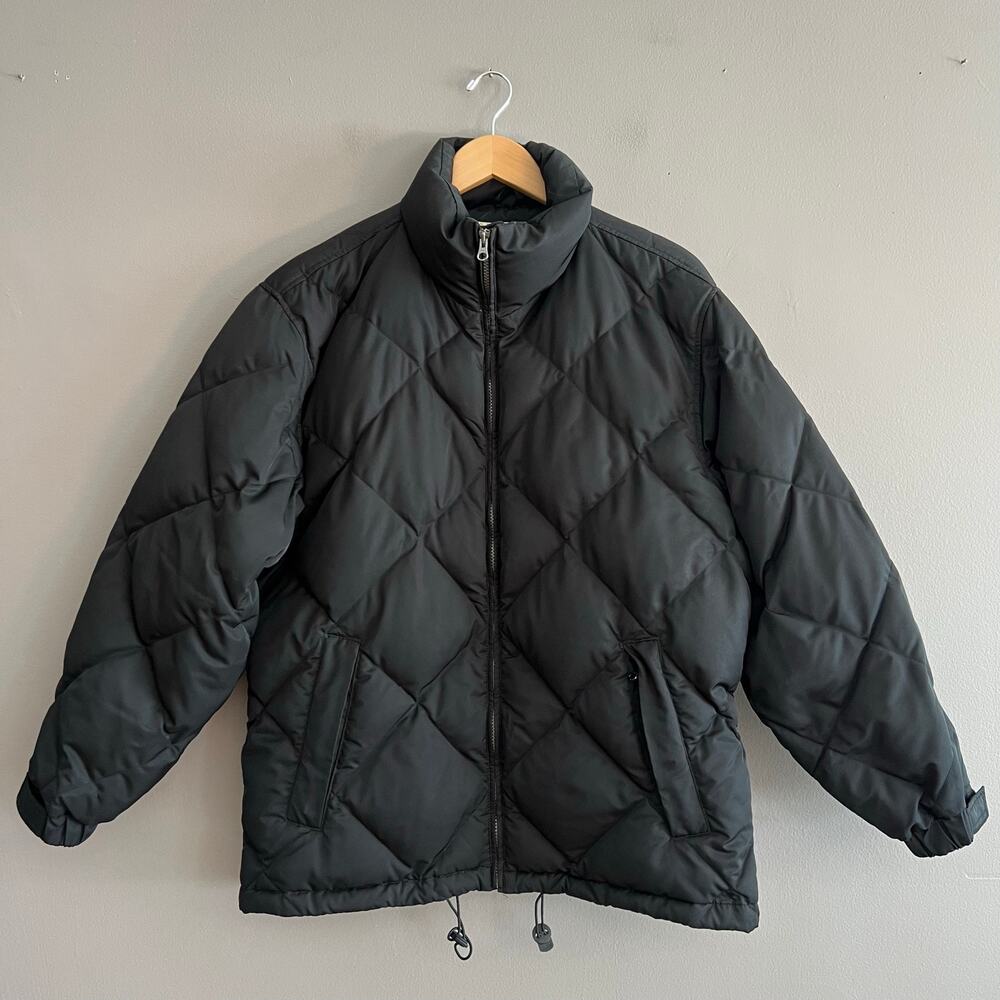 Eddie Bauer Women’s Goose Down Puffer Jacket Black Quilted Medium Tall